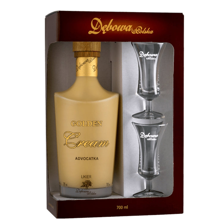 Debowa  Liqueur Golden Cream Advocat 0,7l + 2 shot  glasses